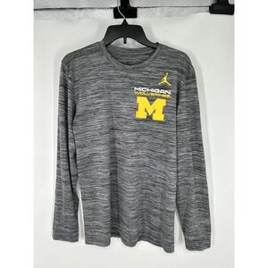 Nike Air Jordan Michigan Wolverines T Shirt Dri Fit‎ Long Sleeve Graphic Tee